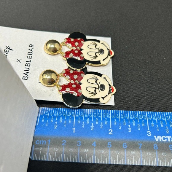 Disney X Baublebar Minnie Mouse Gold Stud Polkadot Bow Crystals Glitter Earrings - Picture 6 of 6